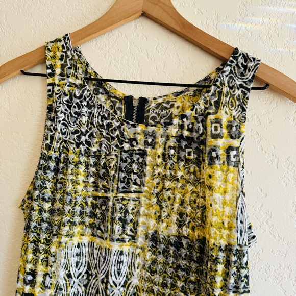 Relativity | yellow black and white pattern tank with zipper back - Picture 2 of 5